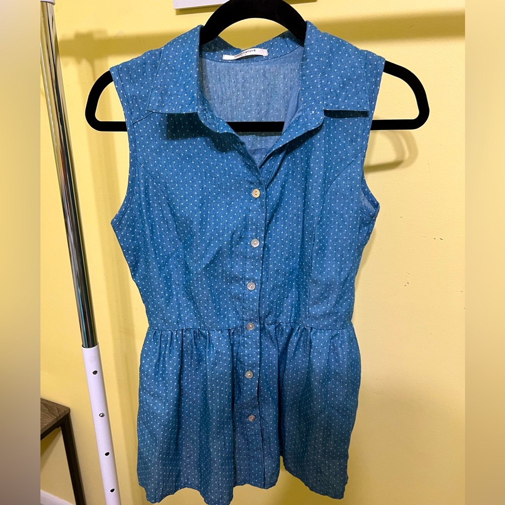 Jean polka dotted button up